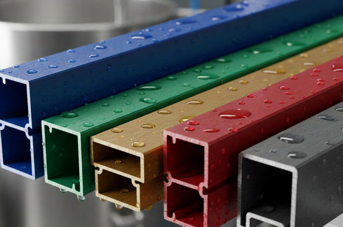 Perfis de alumínio com revestimento em diferentes cores