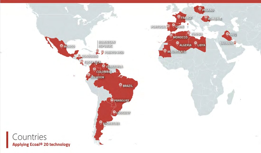 Países que aplicam a tecnologia EcoAl 20